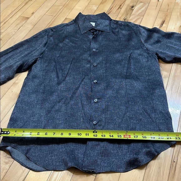 Vintage Armani Collezioni Charcoal and White Pattern Silk Dress Shirt - Picture 6 of 9